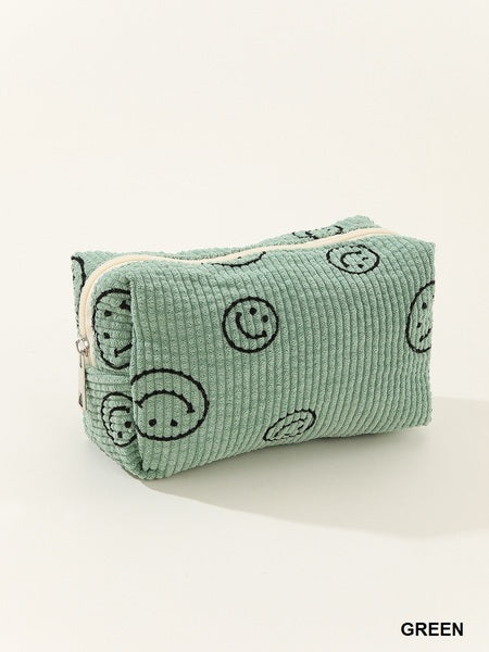 Corduroy Smile Cosmetic Pouch Bag | Green