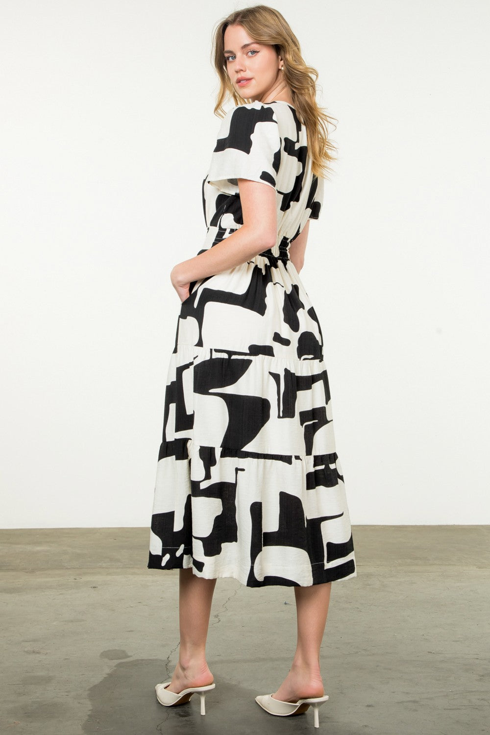 Dana Printed Tier Midi Dress