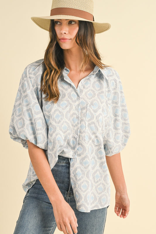 Gabriella Geometric Print Top