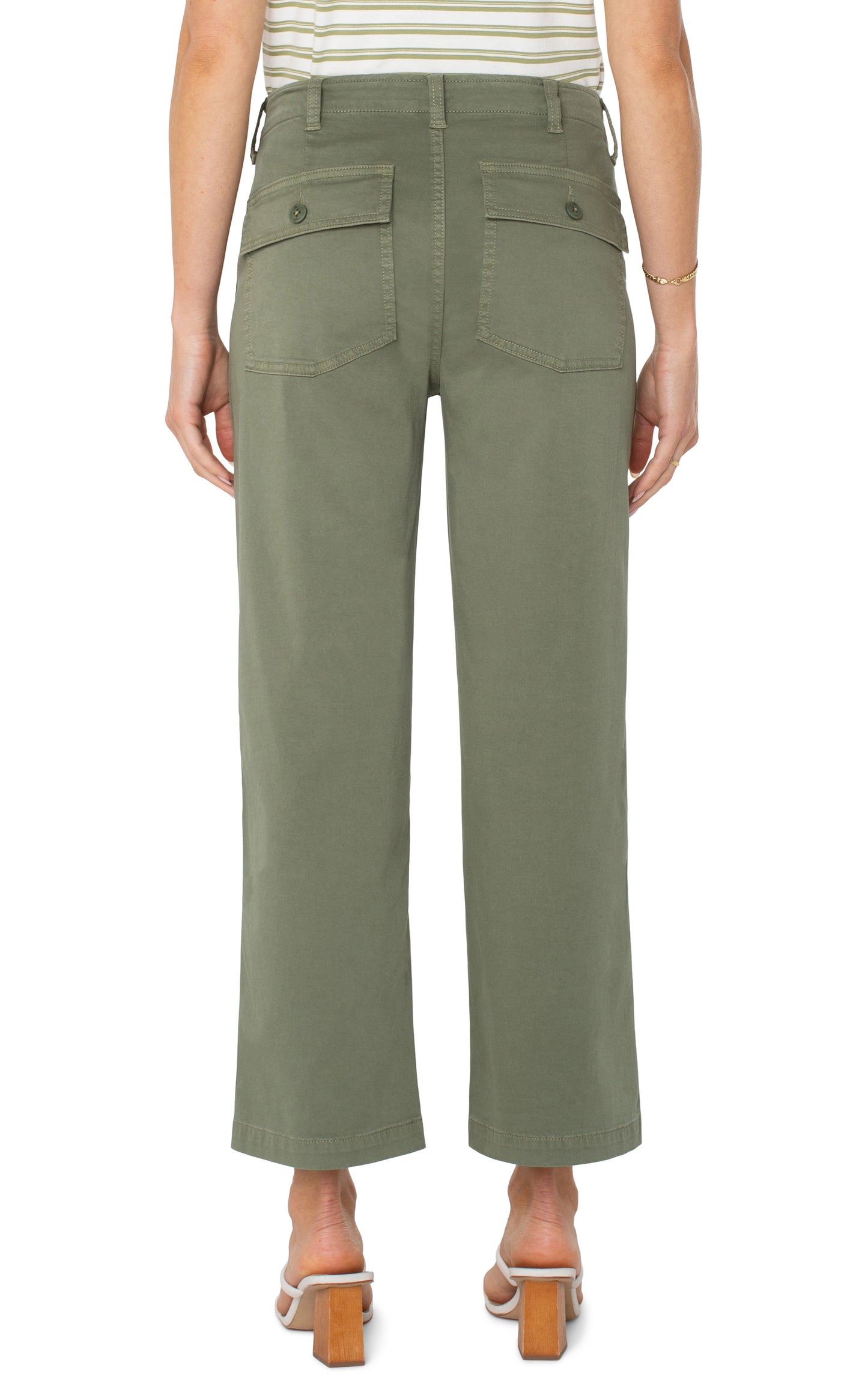 Liverpool Cargo Crop Wide Leg | Martini Olive