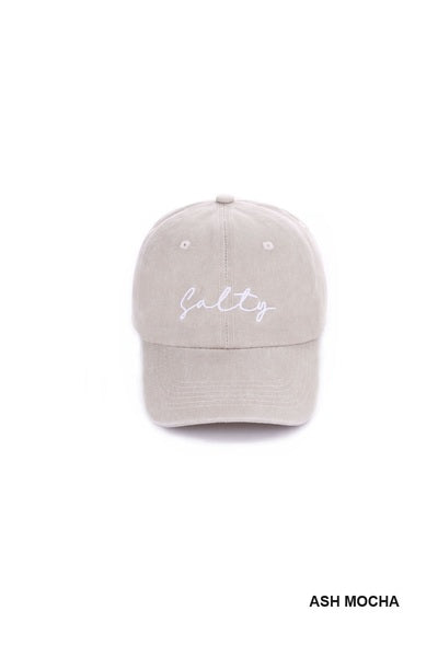 Salty Embroidered Vintage Washed Baseball Hat | Ash Mocha