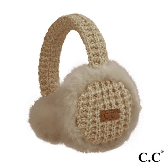 C.C Heather Knitted Faux Fur Earmuff | Camel