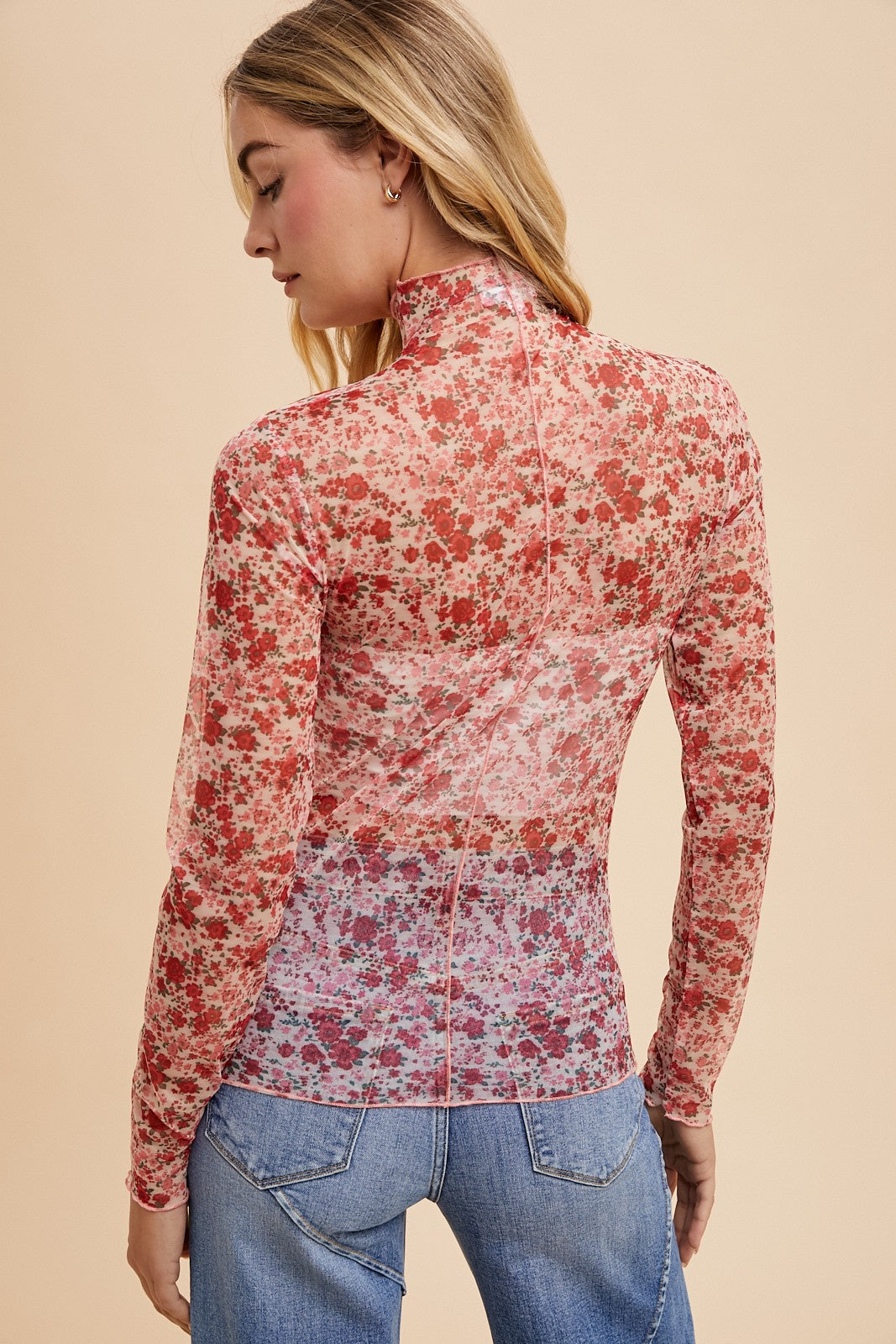 Fate Floral Mesh Top | Rose