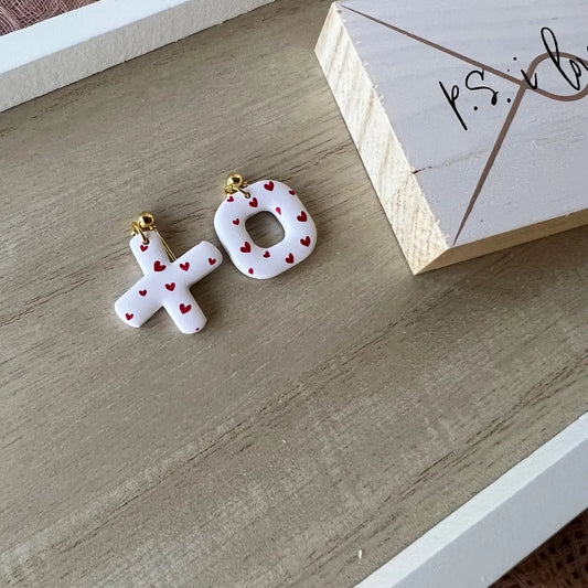 X and O Clay Earrings