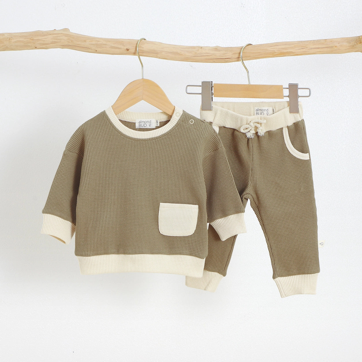 Organic Cotton Waffle Sweat Set | Cocoa