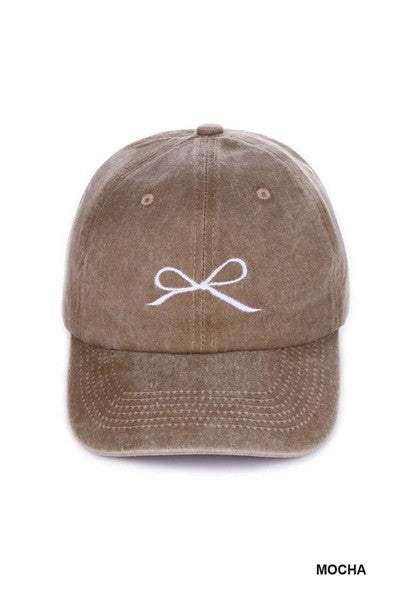 Bow Embroidery Hat | Mocha