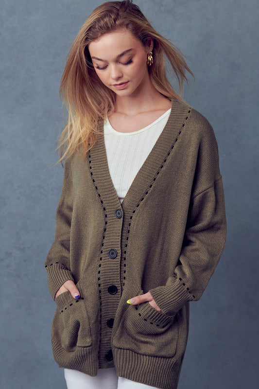 Addison Contrast Stitch Cardigan 