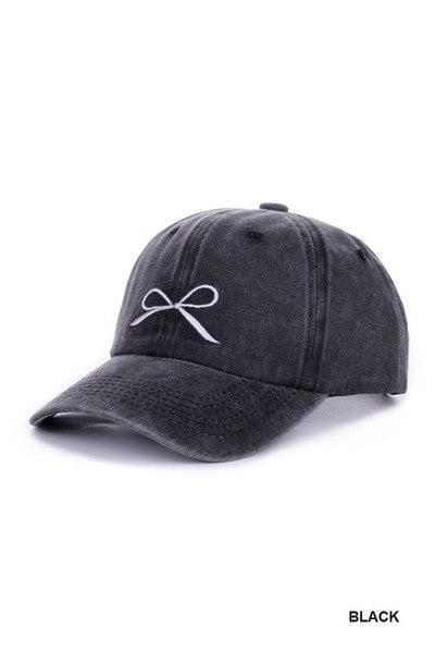 Bow Embroidery Hat | Black