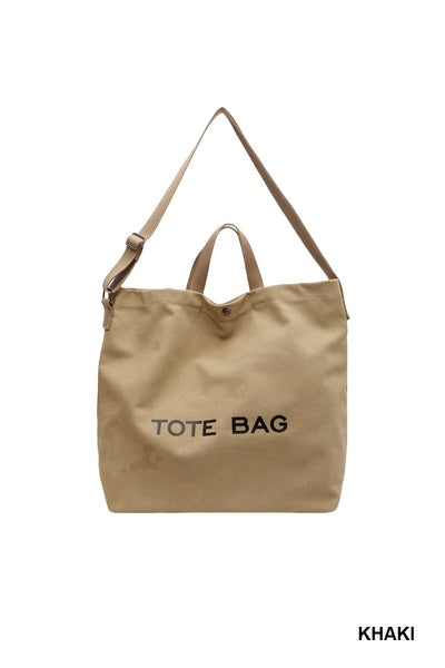 Canvas Shoulder Tote Bag | Khaki