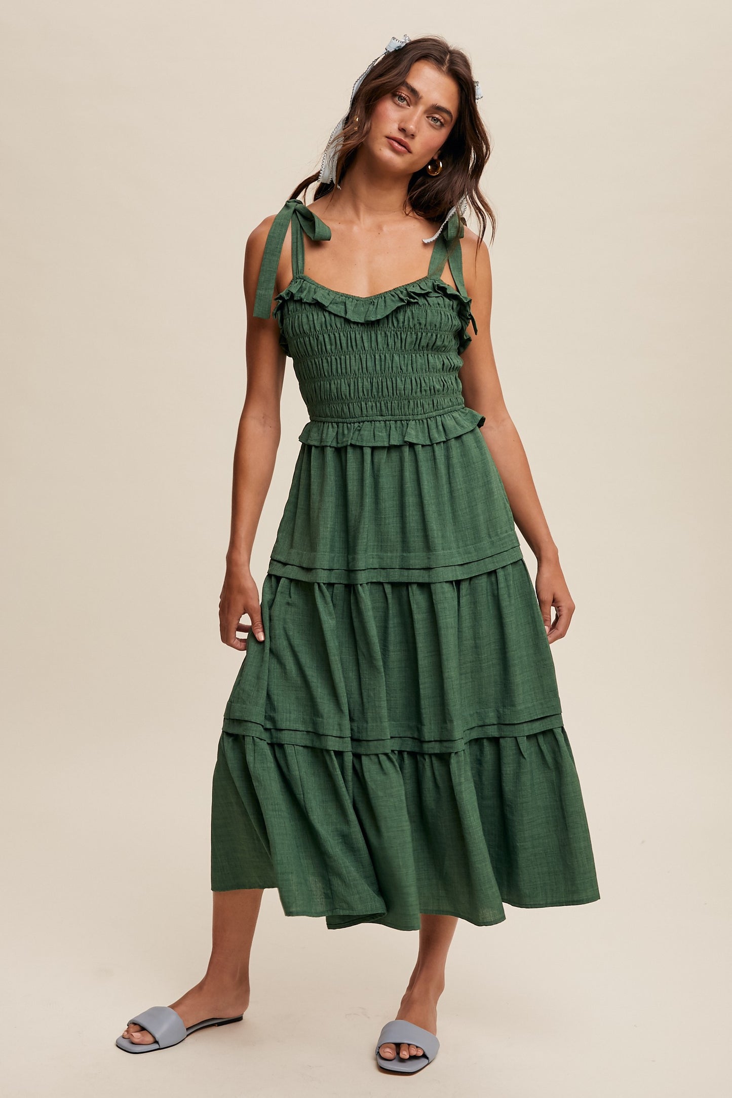 Maya Ruffle Tiered Midi Dress 