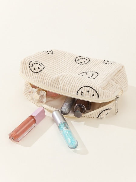 Corduroy Smile Cosmetic Pouch Bag | Ivory