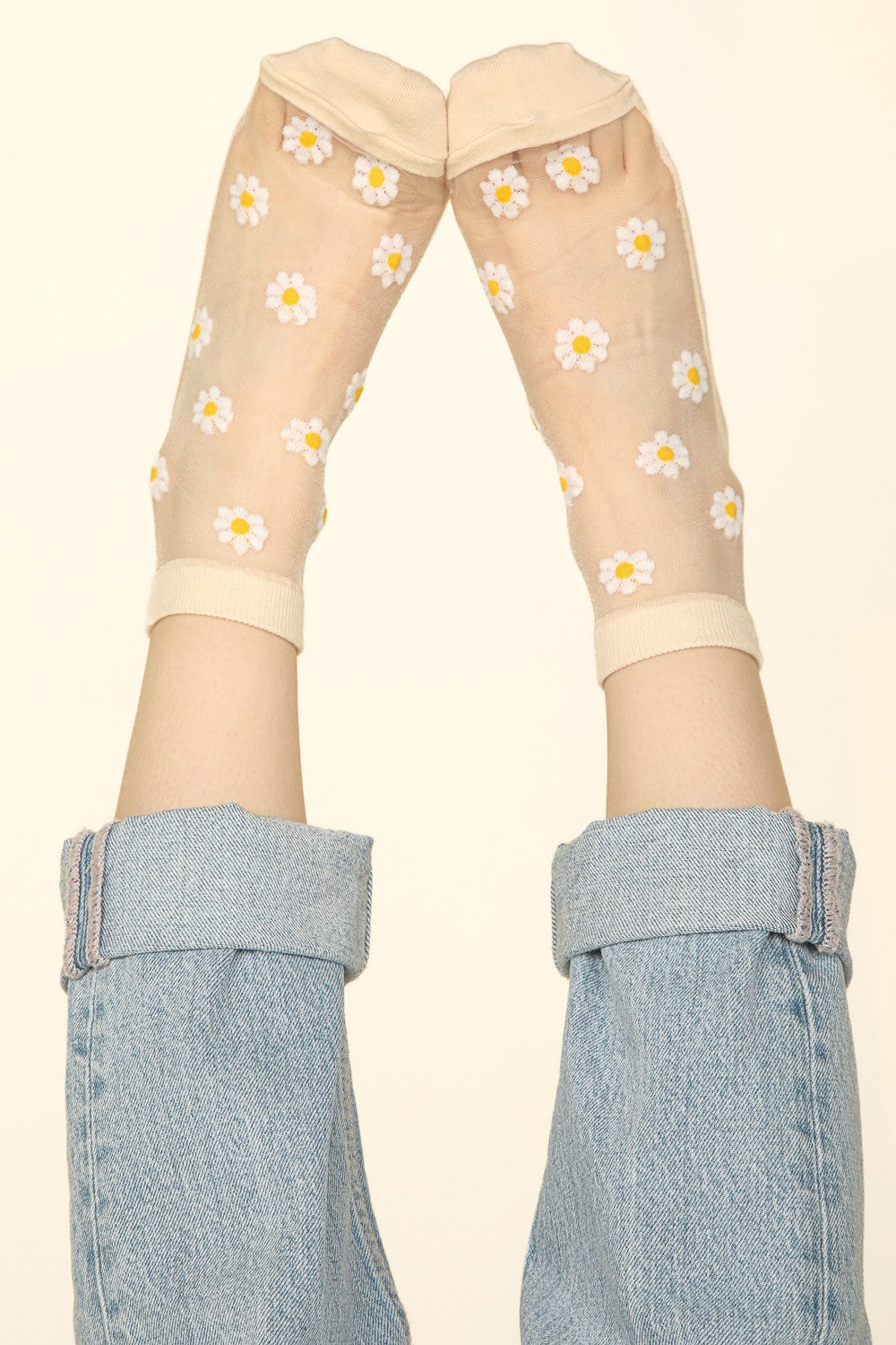 Floral Embroidered Mesh Ankle Socks