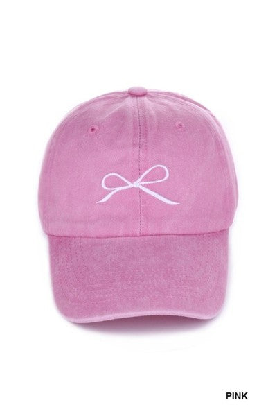 Bow Embroidery Hat | Pink