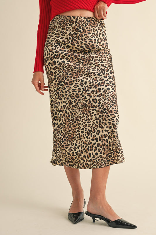 Mindi Leopard Midi Skirt