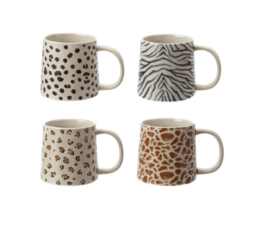 Stoneware Mug with Animal Print