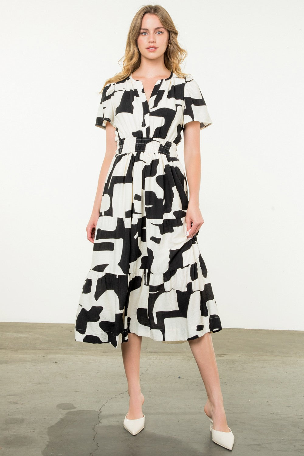 Dana Printed Tier Midi Dress