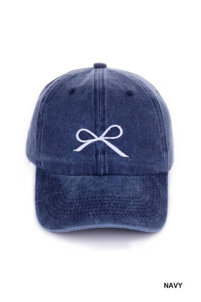 Bow Embroidery Hat | Navy