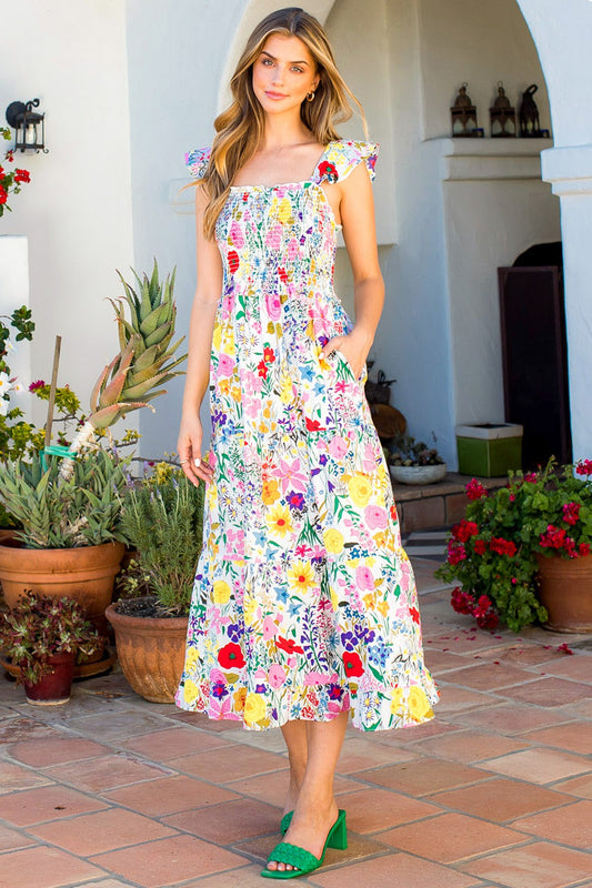 Brianna Floral Smocked Midi Dress