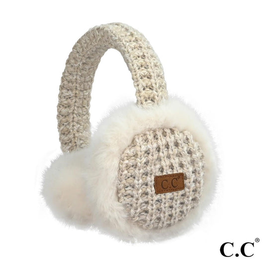 C.C Heather Knitted Faux Fur Earmuff | Beige 