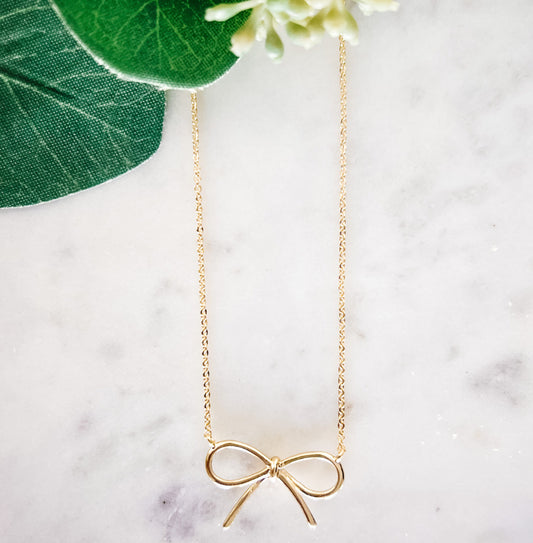 Dainty Bow Necklace | Gold