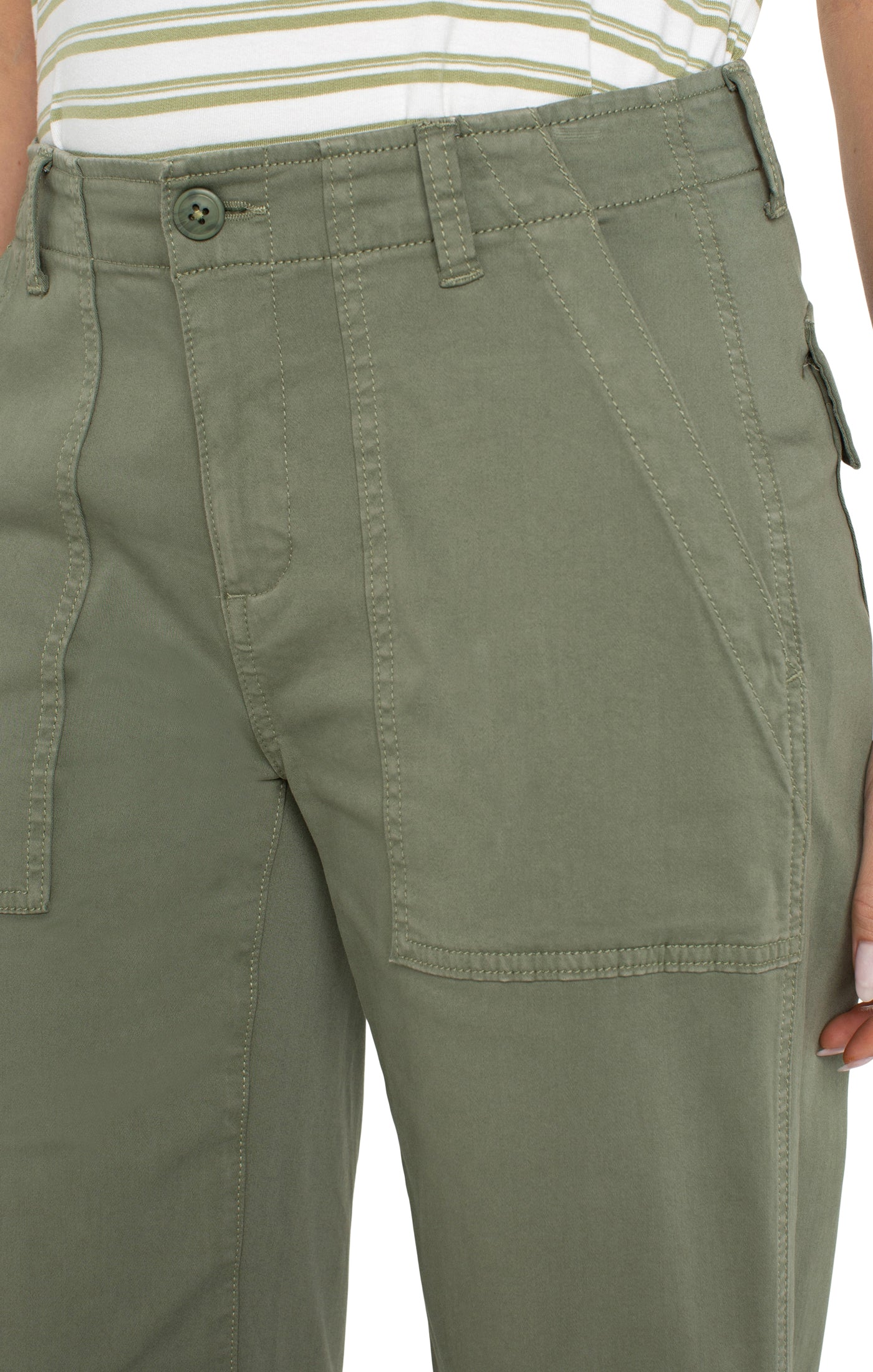 Liverpool Cargo Crop Wide Leg | Martini Olive