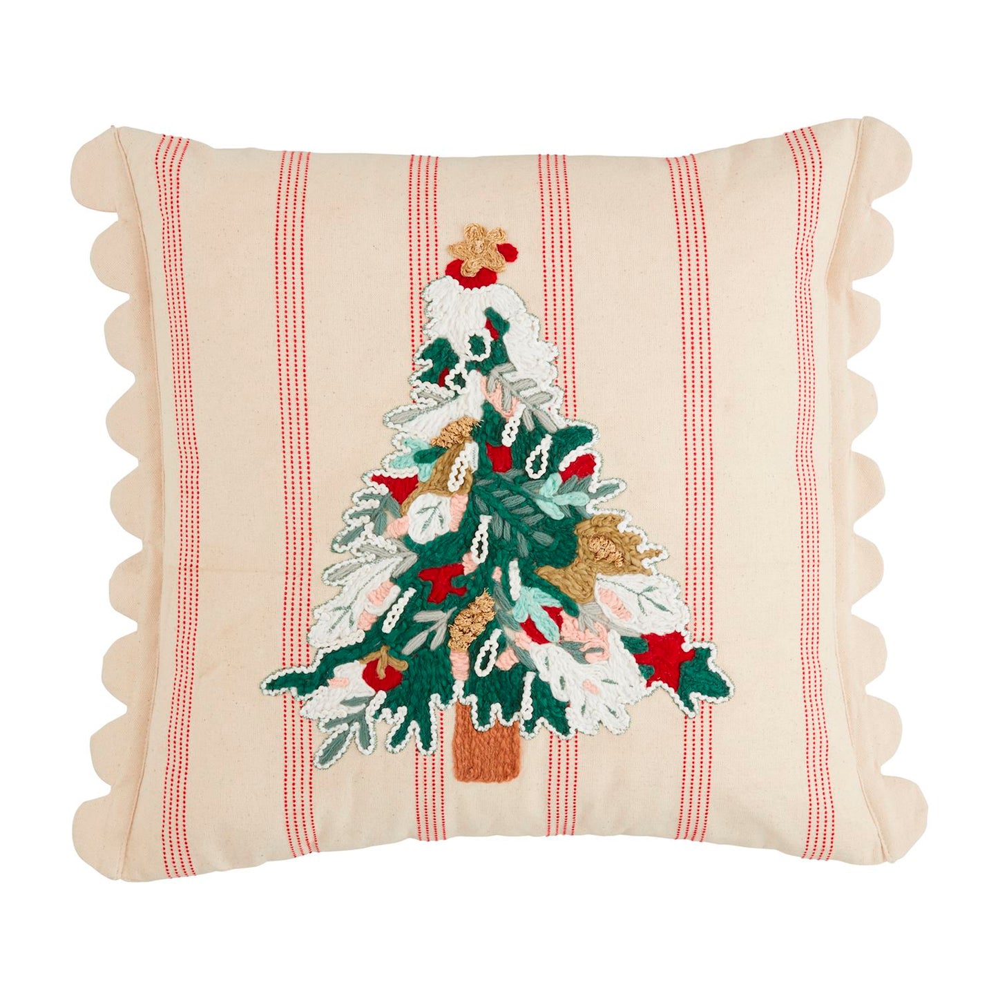 Tree Striped Embroidery Pillow