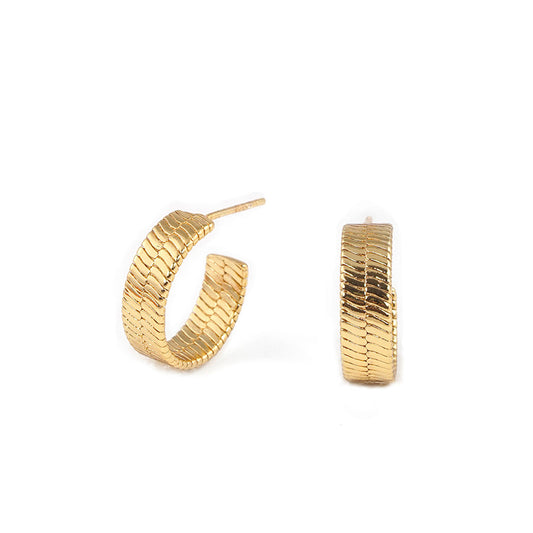 Herringbone Hoop Earrings | Gold