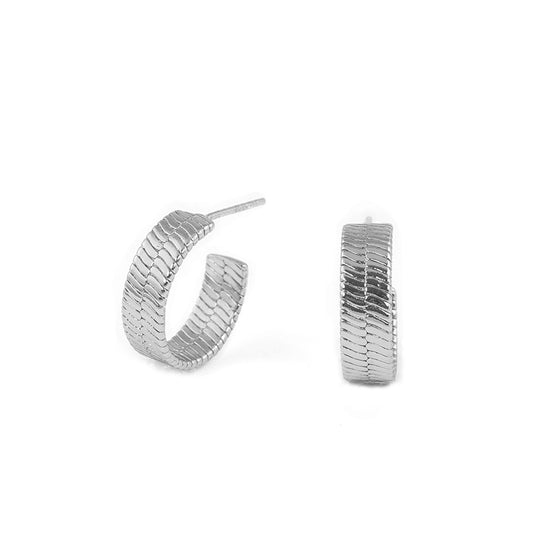 Herringbone Hoop Earrings | Silver