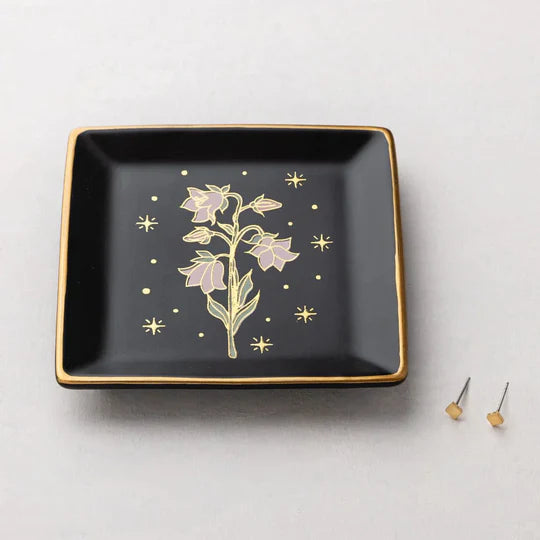 Jewelry Dish & Stud Earring Set | Flower + Black