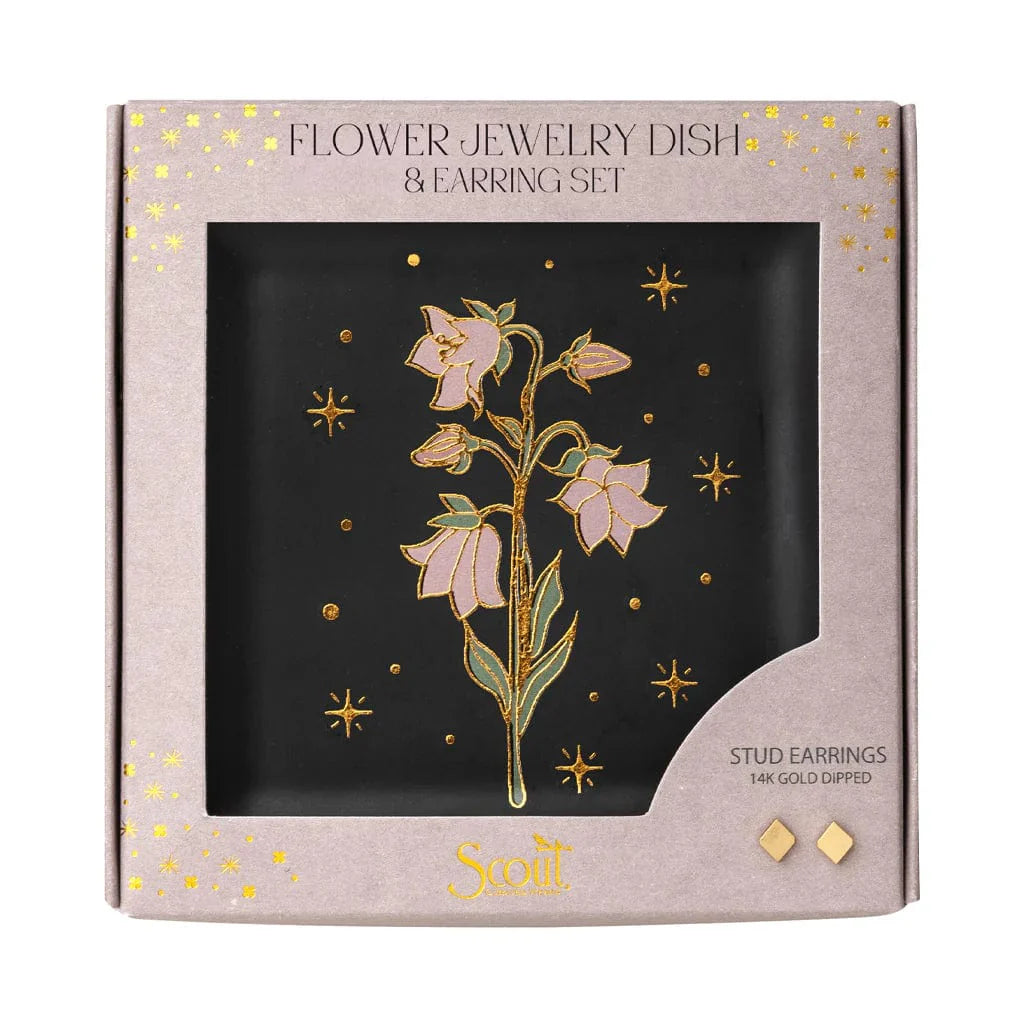 Jewelry Dish & Stud Earring Set | Flower + Black